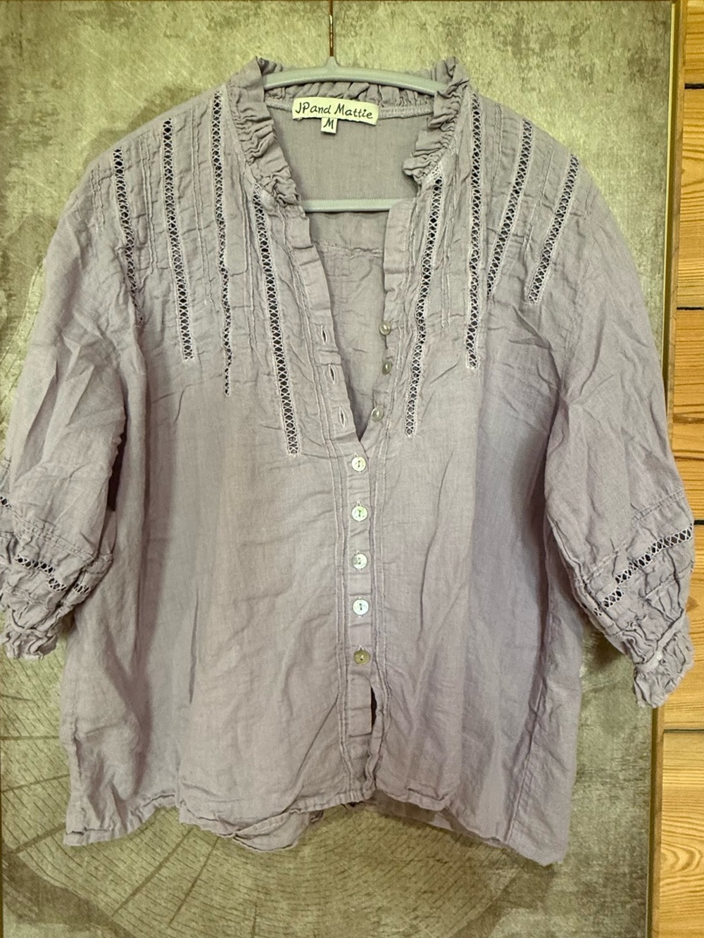 Sundance Catalog Lavender Linen Button-Front Top